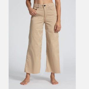 ASKK NY Tan Khaki Cropped Wide Leg Jean Size 27 Raw Hems